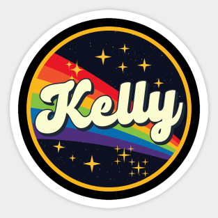 Kelly // Rainbow In Space Vintage Style Sticker